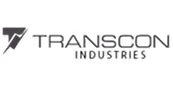 Transcon Industries logo with stylized triangular icon and bold text.