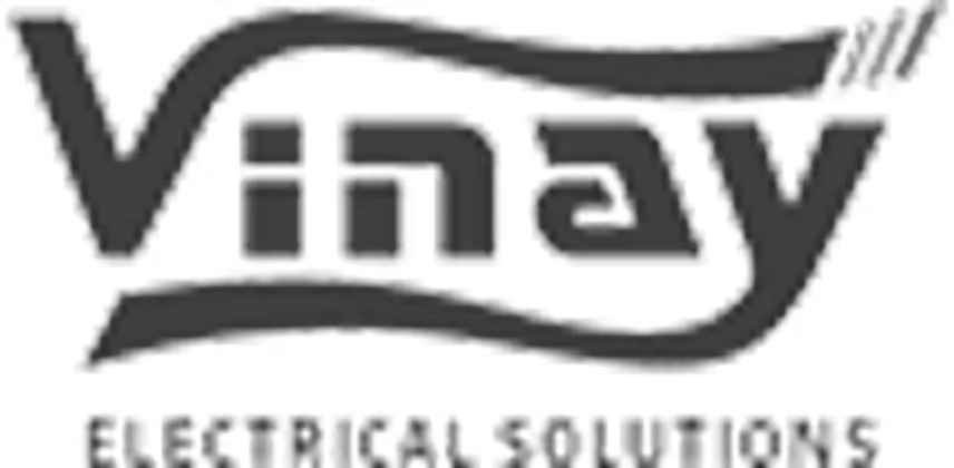 Vinay Electrical Solutions logo with stylized text and curved lines above and below the name.