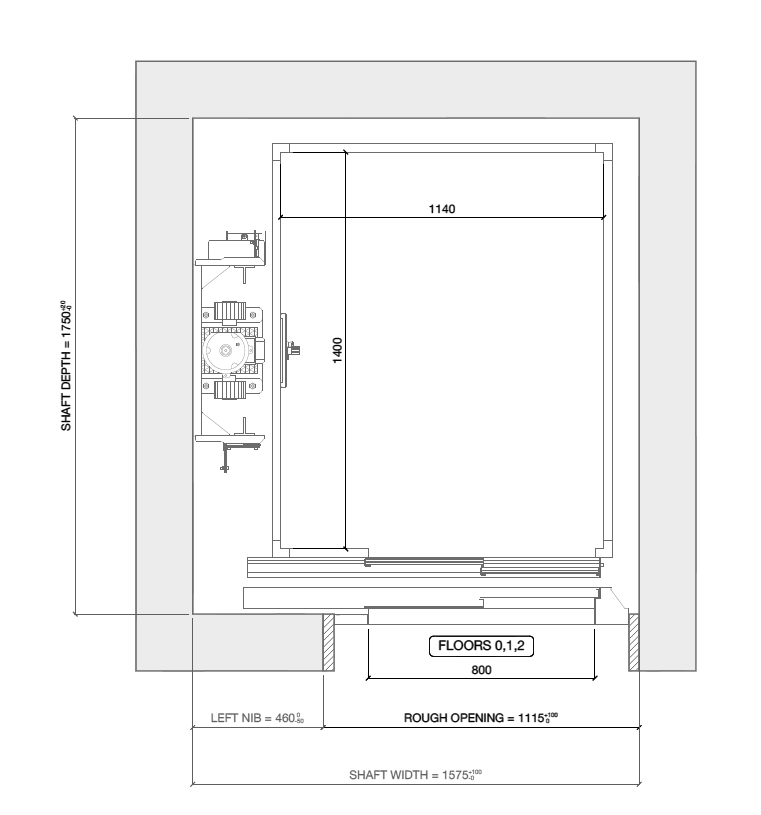 Technical side elevation drawing of an inclined stair lift with measurements, showing height, travel length, angles, and platform details.