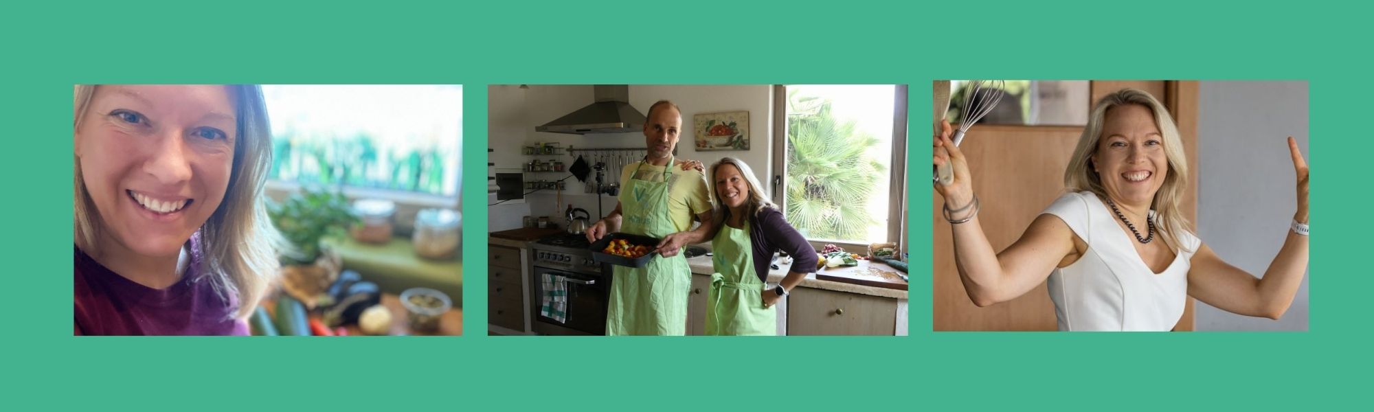 Collage eines Paars zu gesunder Ernährung und gemeinsamem Kochen