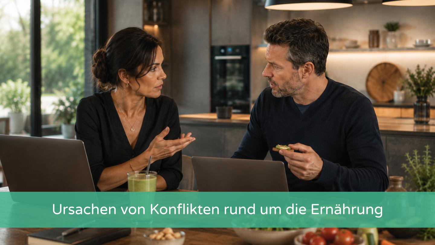 Ein Paar diskutiert darüber, was an Essen auf den Tisch kommt