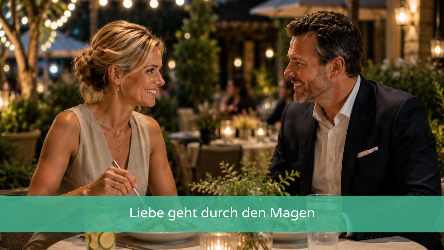 Paar zufrieden beim romantischen Dinner