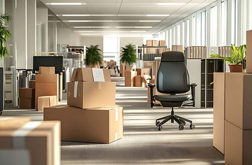 Packing boxes in the office