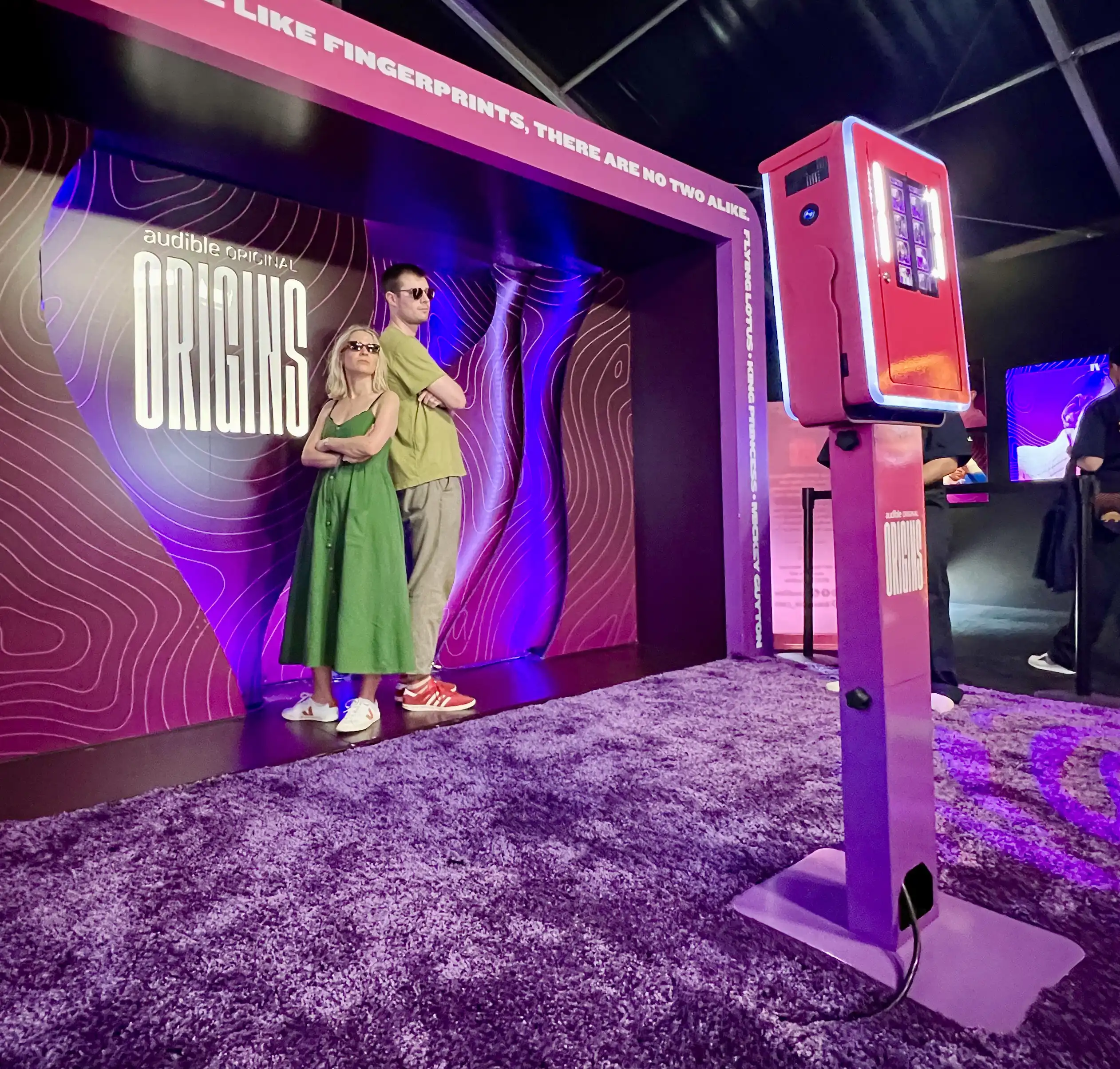 Custom branded keychain photo booth rental setup