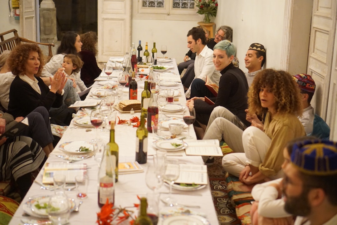 Passover dinner celebration, 2019, in Jaffa, Israel at the East West House. Guests from Israel, Moro