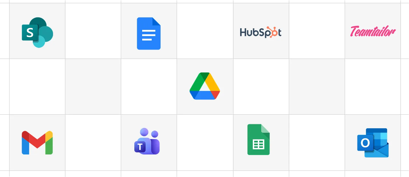 Grid of apps Signeasy integrates with, including Google, Microsoft, and HubSpot