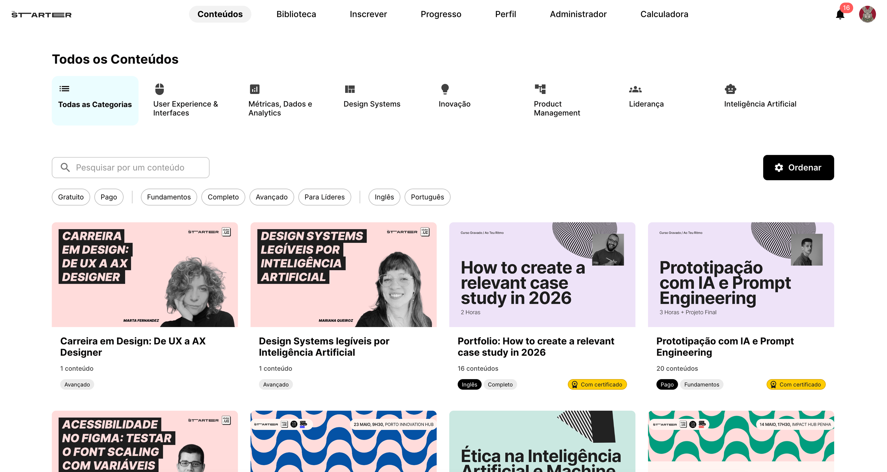 Biblioteca de cursos e materiais de estudo