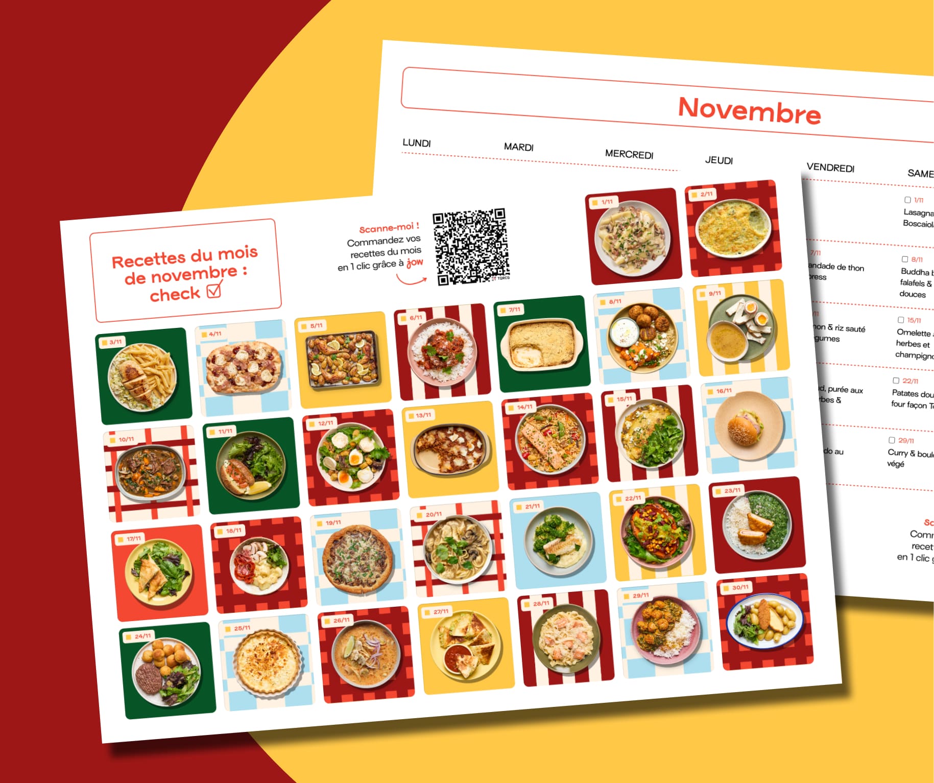 Votre planification recettes du mois de novembre 2025 