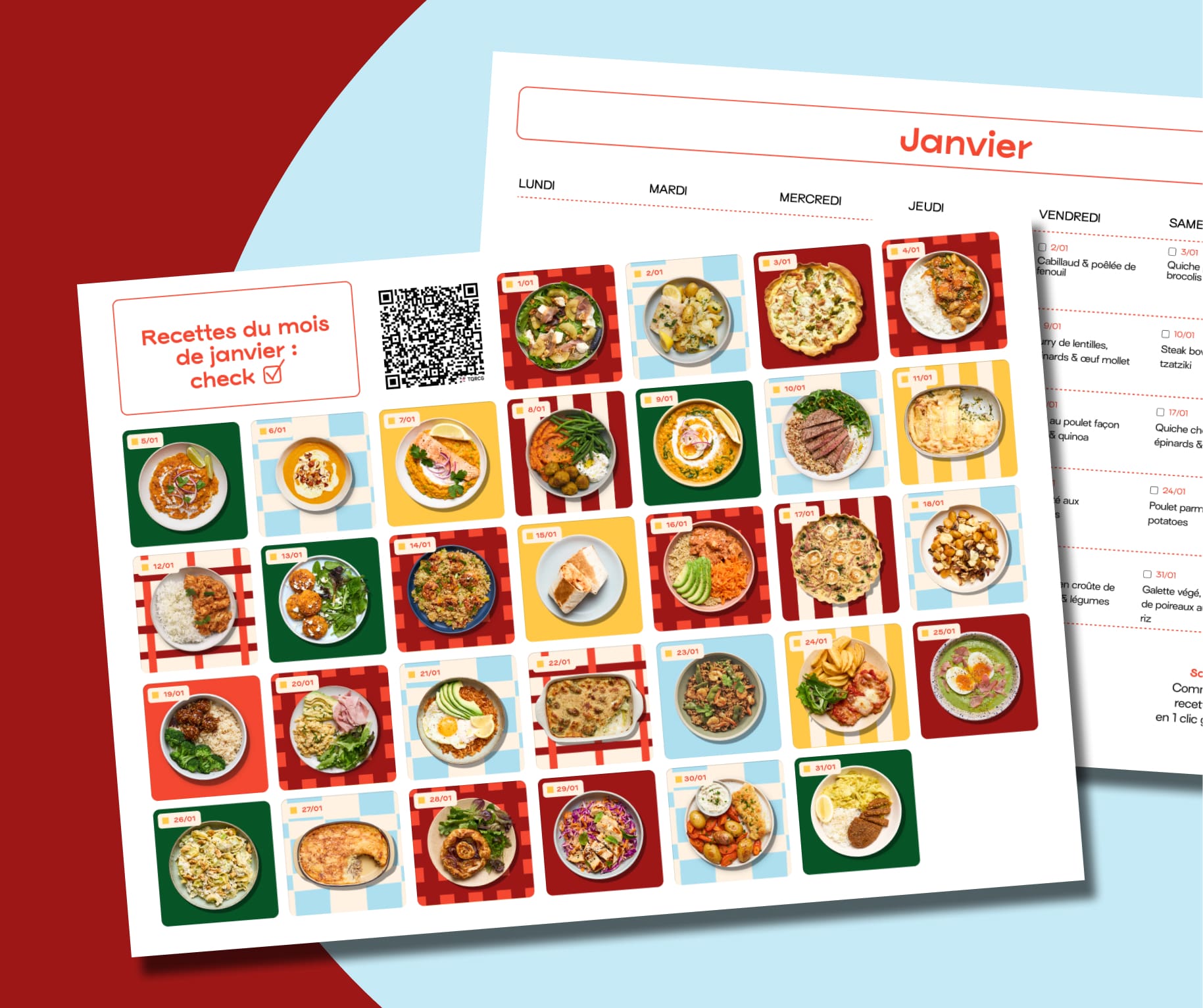 Votre planification recettes du mois de janvier 2026