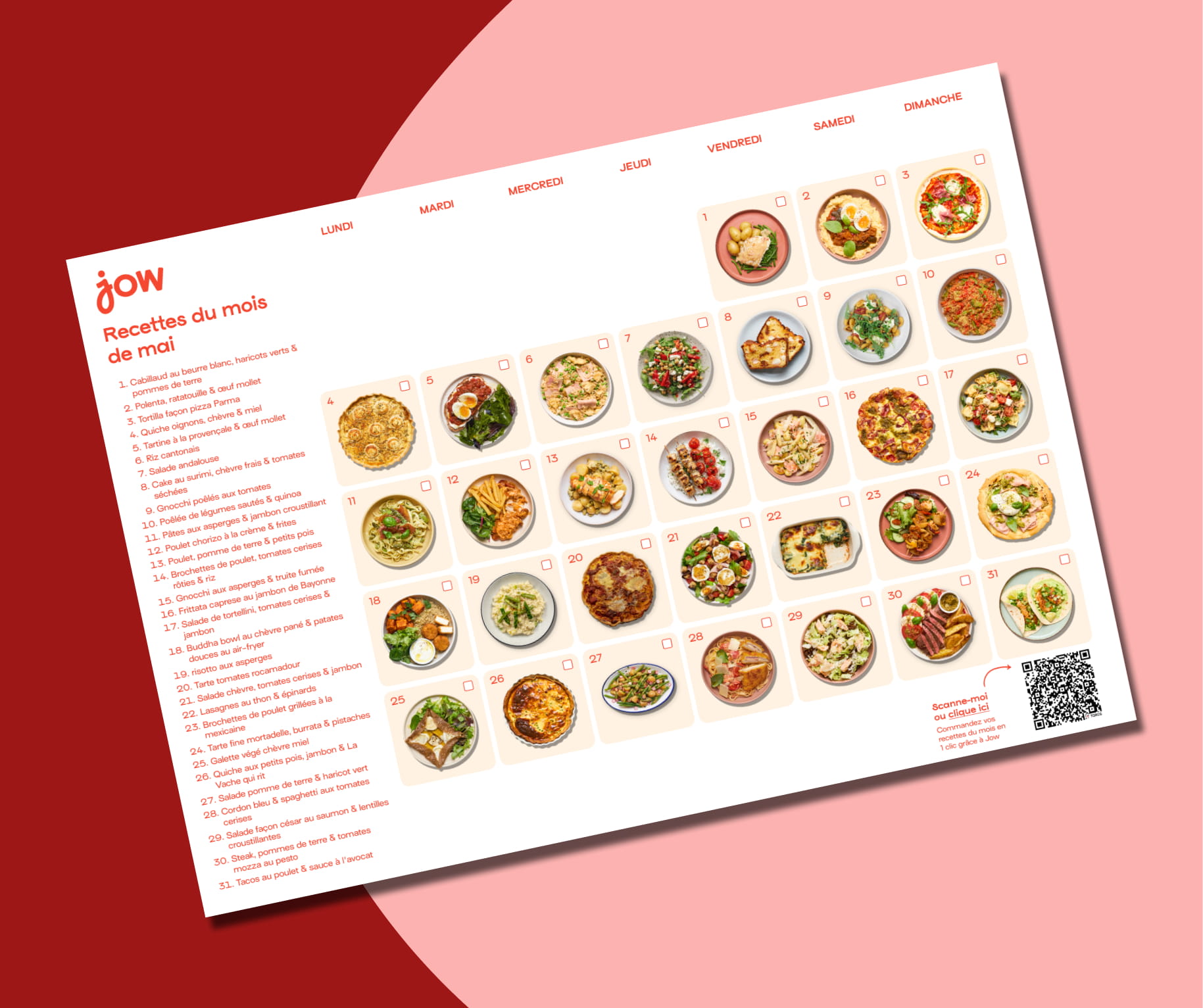 Votre planification recettes du mois de mai 2026