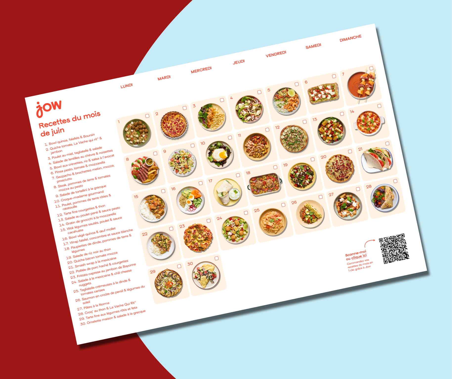 Votre planification recettes du mois de juin 2026