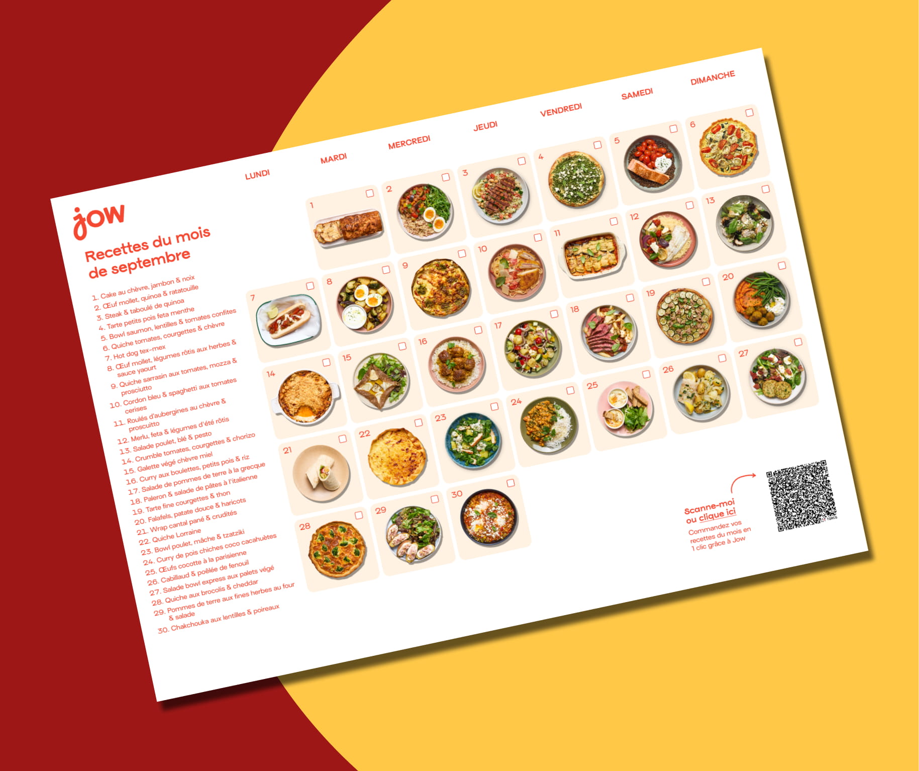 Votre planification recettes du mois de septembre 2026