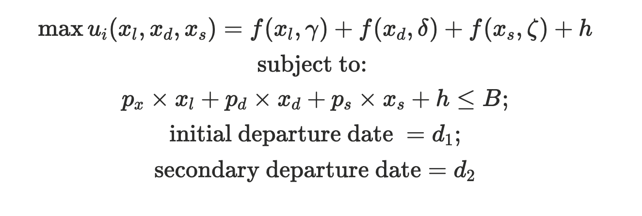 Example utility function for agent type c