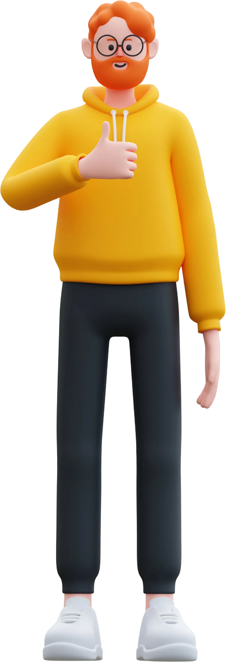 A man with glasses and a yellow hoodie.