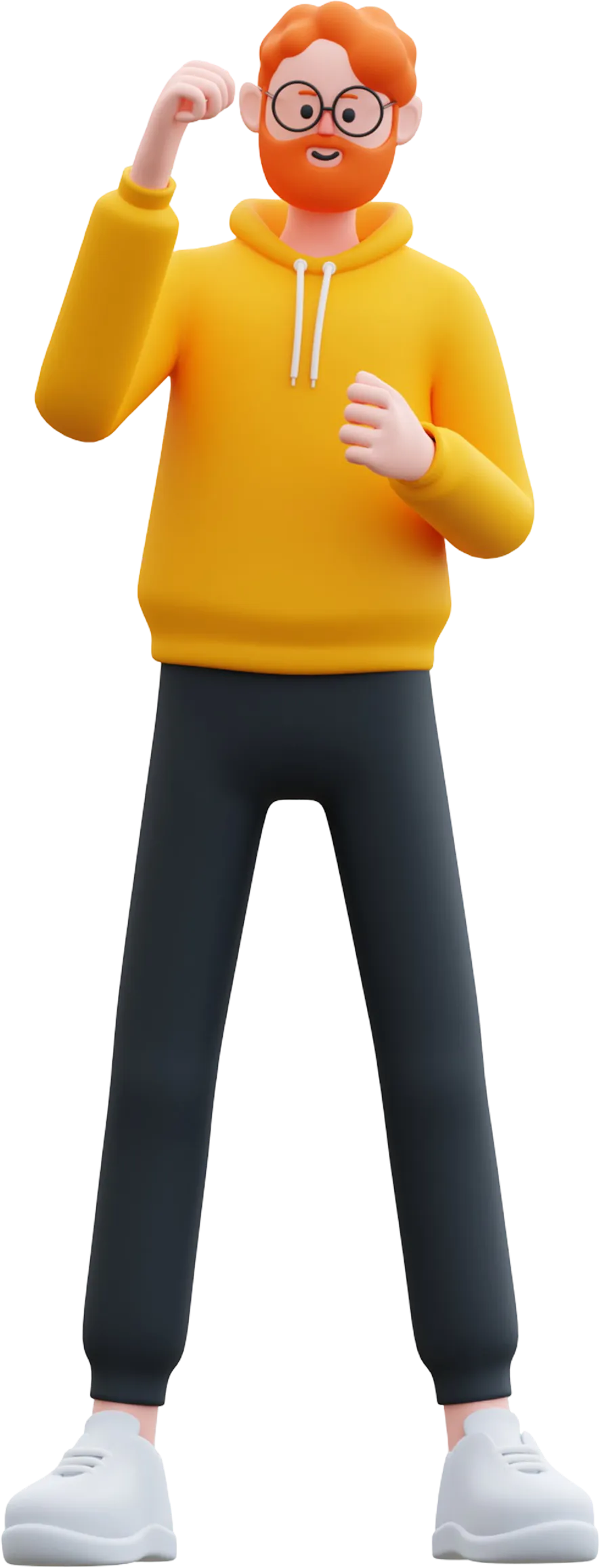 A man with glasses and a yellow hoodie.