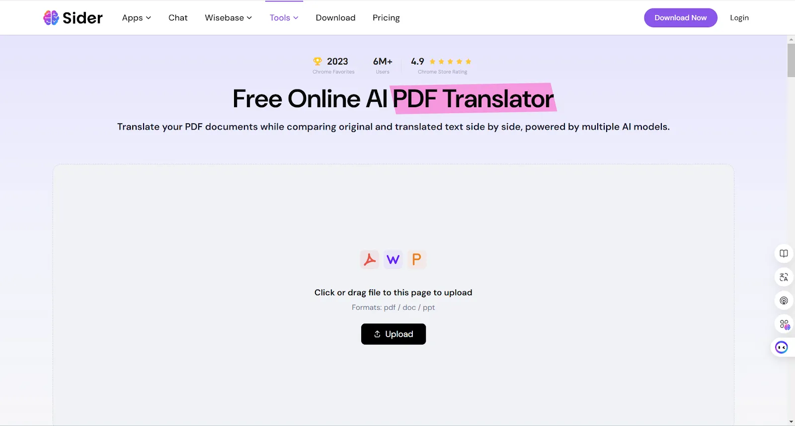 Sider AI PDF Translating tool
