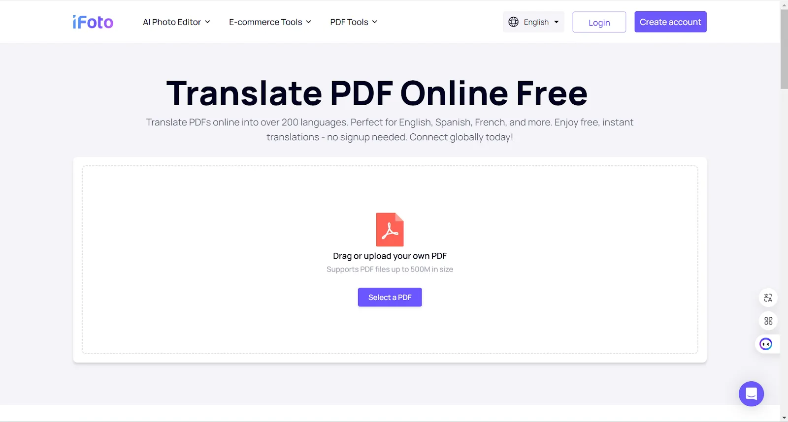 iFoto AI PDF Translating tool