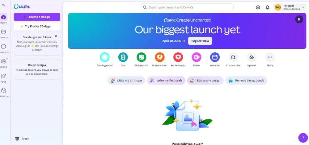 Canva design and image tool