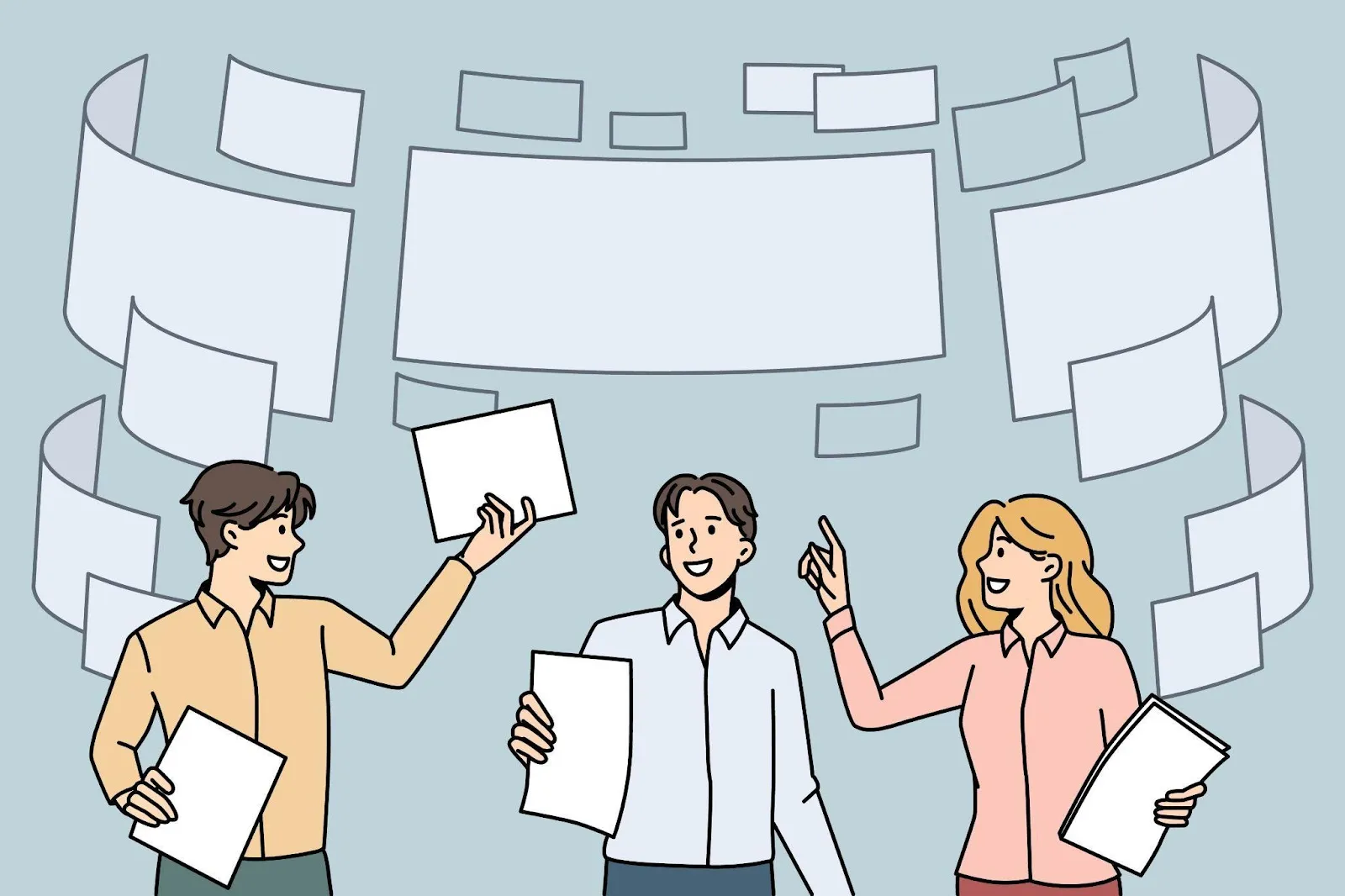 The concept of a team reviewing visual assets