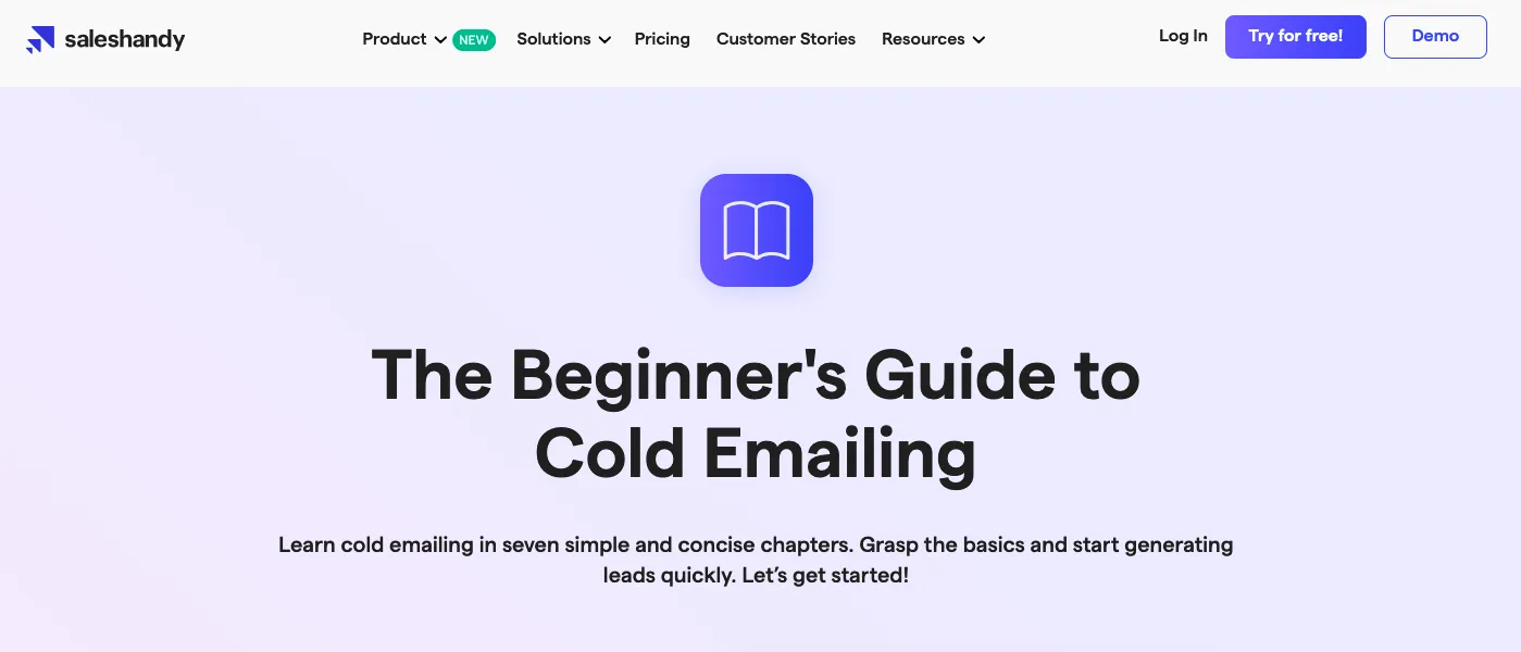 Saleshandy cold email tool home page