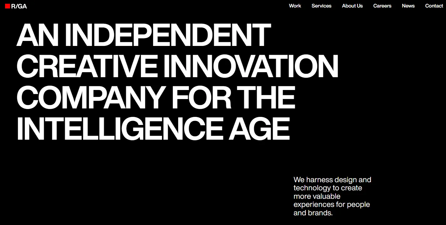 R/GA UI/UX Design company website
