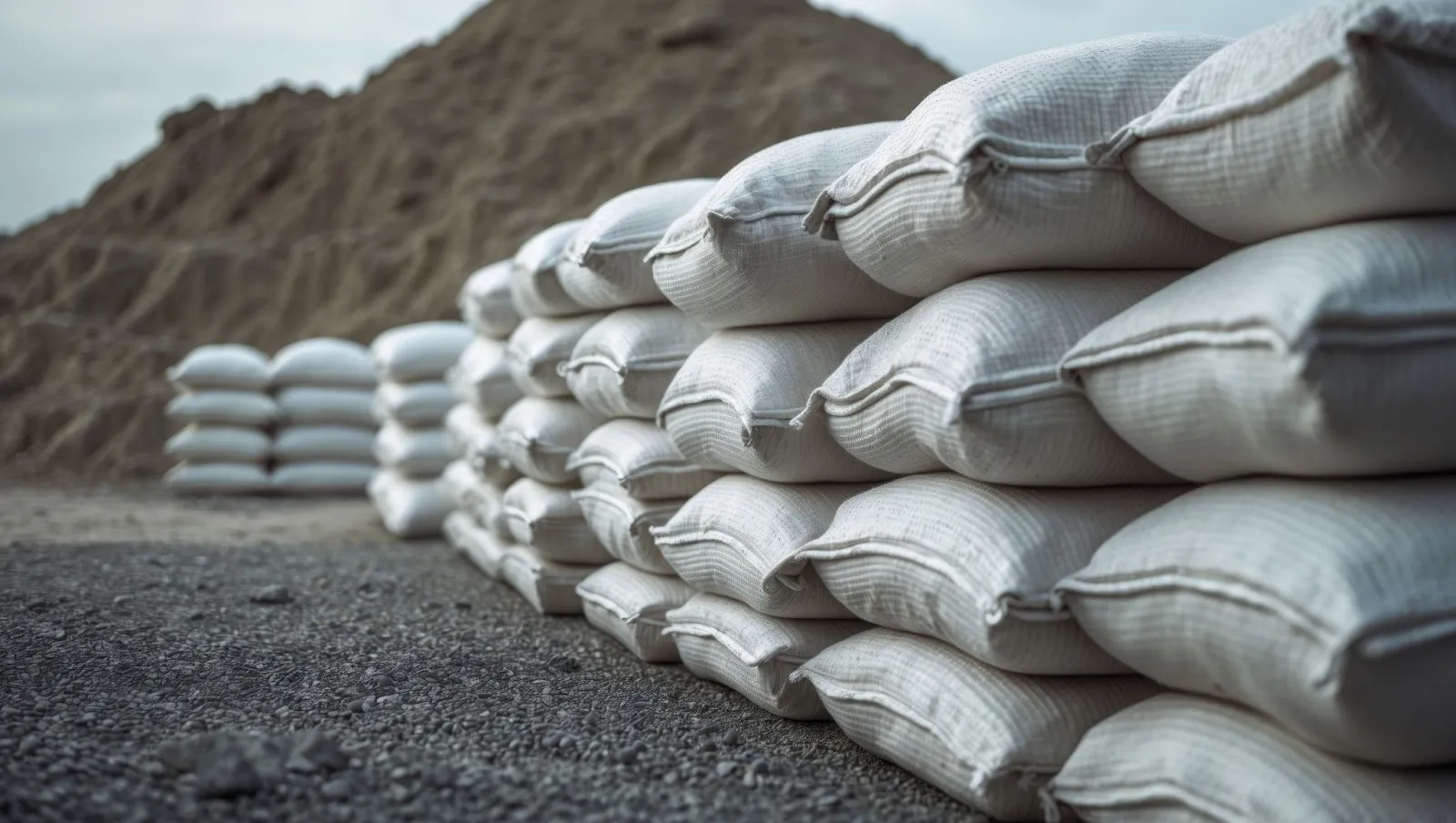 piles of sandbags