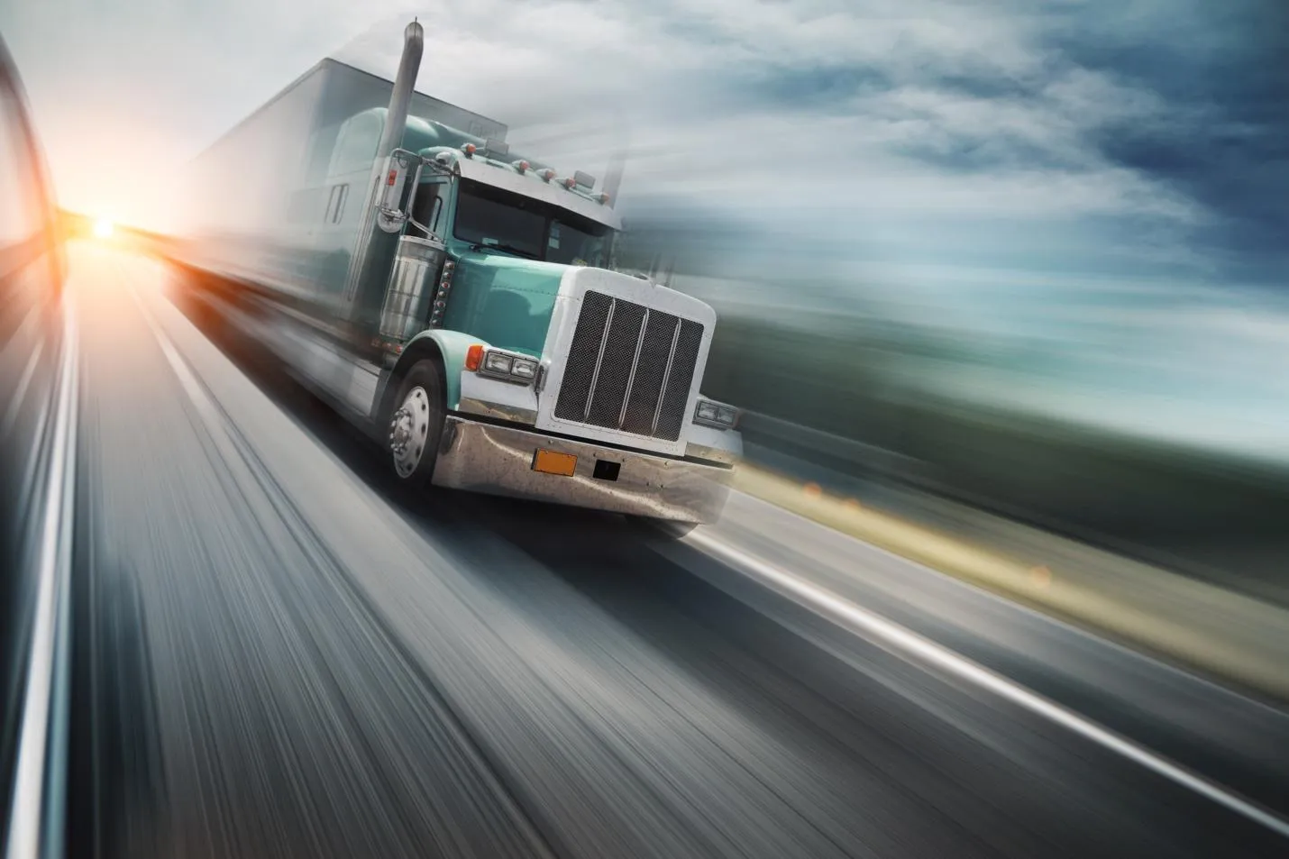 Truck driving with speed on highway