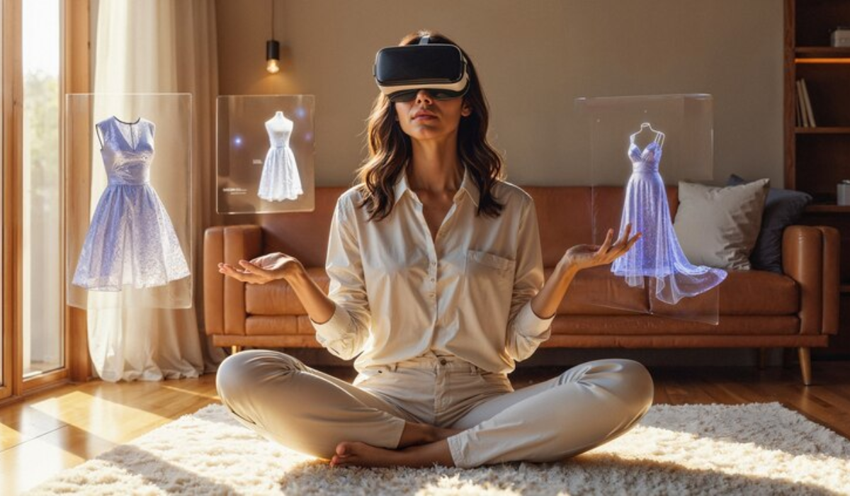 A woman using virtual reality