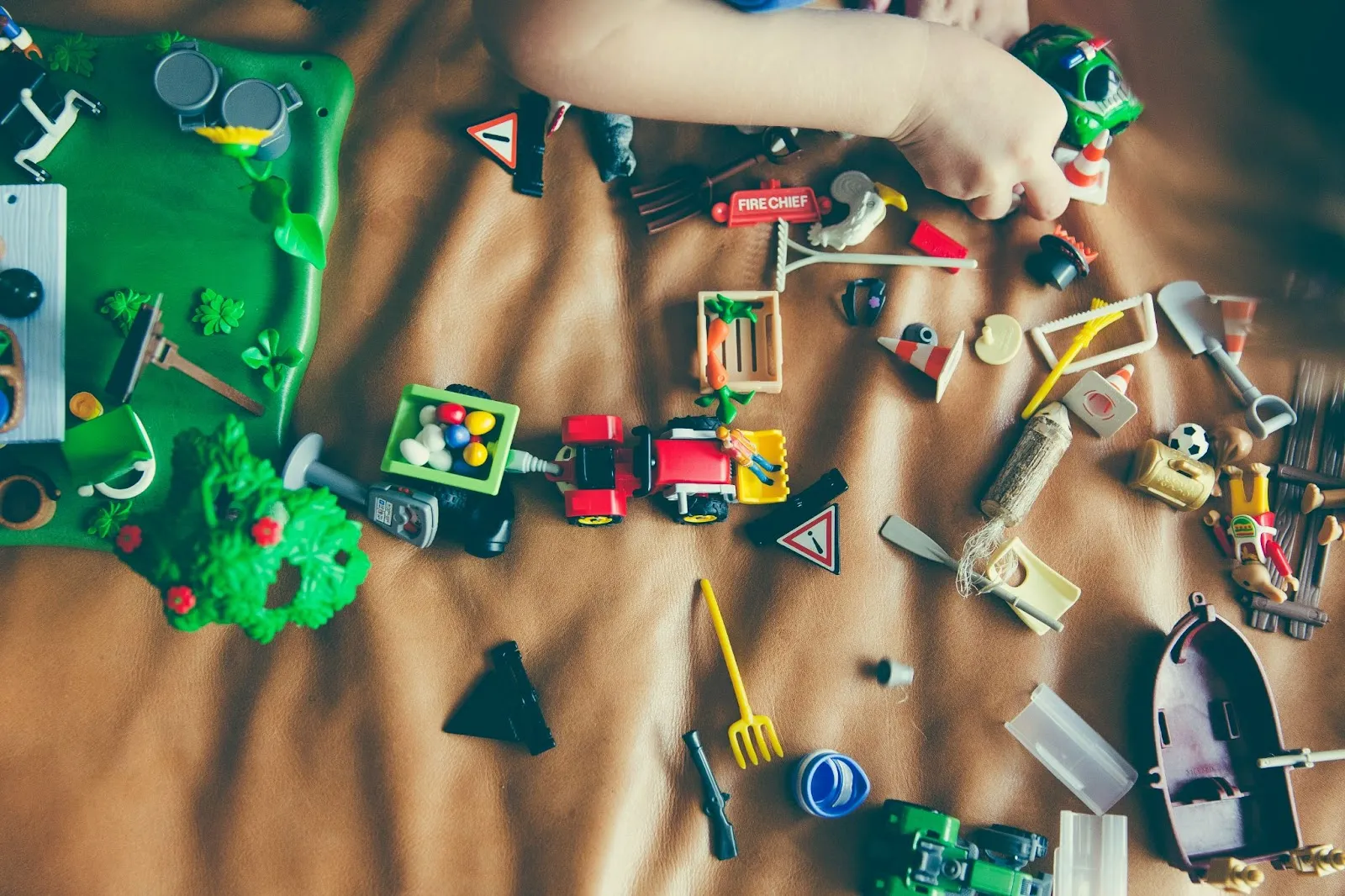 Toys laid out on floor