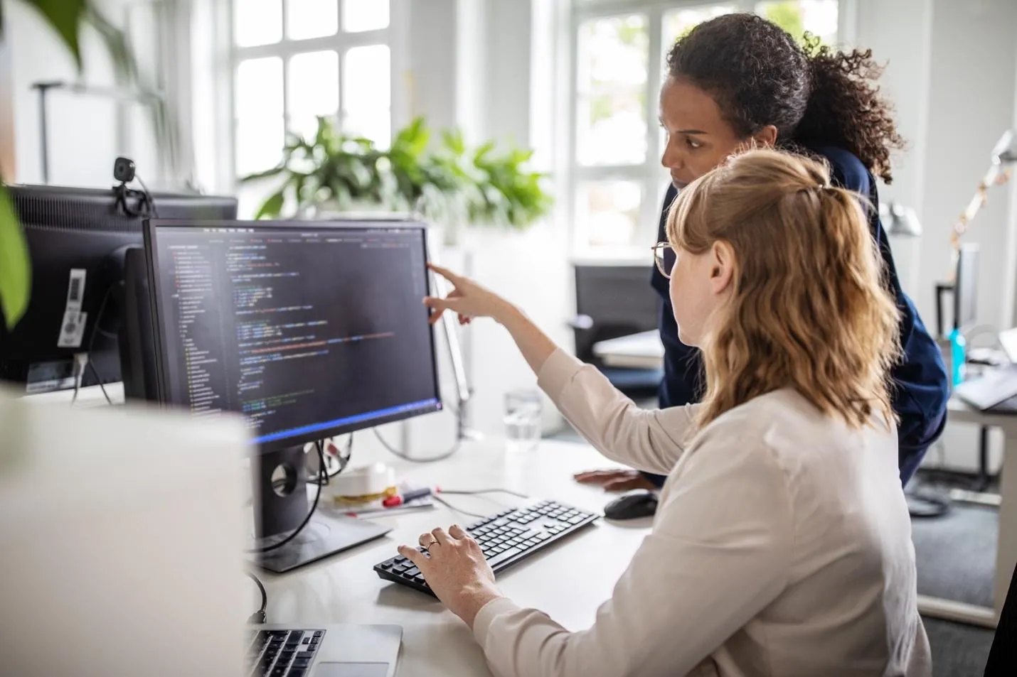 People working on a computer