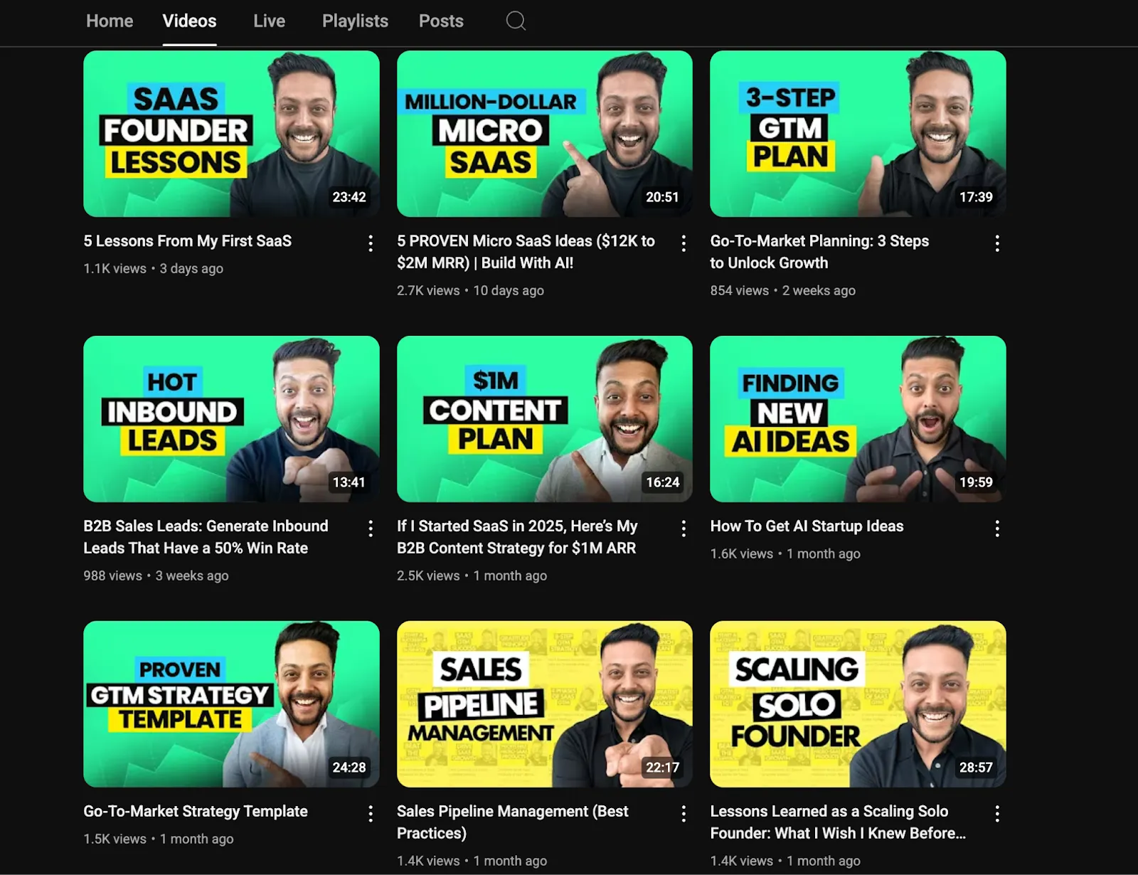 Screenshot of YouTube Video feed