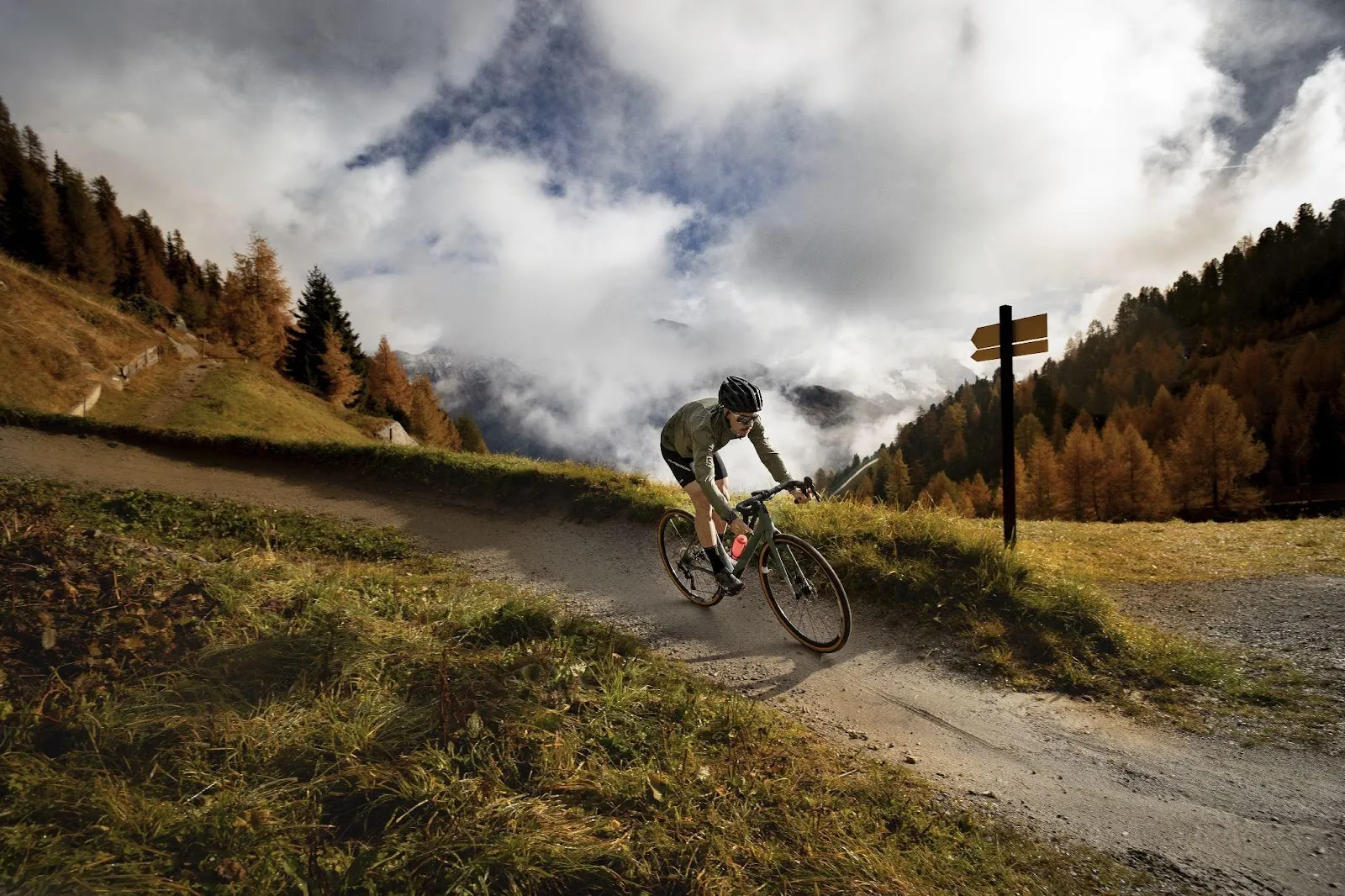 Man cycling offroad downhill