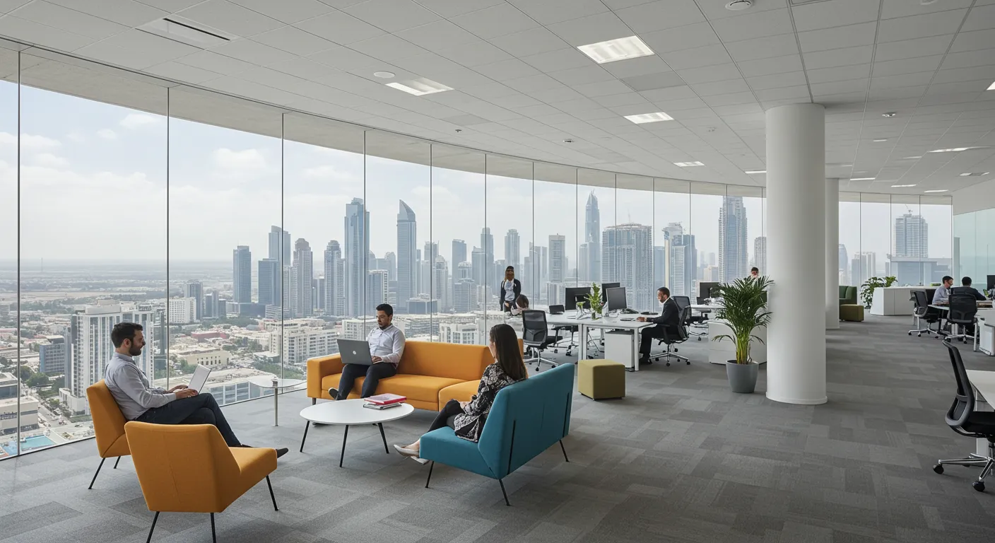 A modern day office workspace