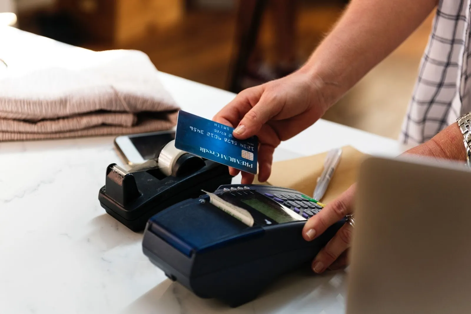 Blue credit card and payment readers