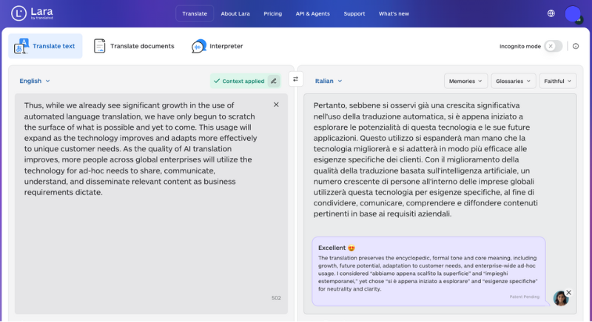 Lara Translate Screenshot