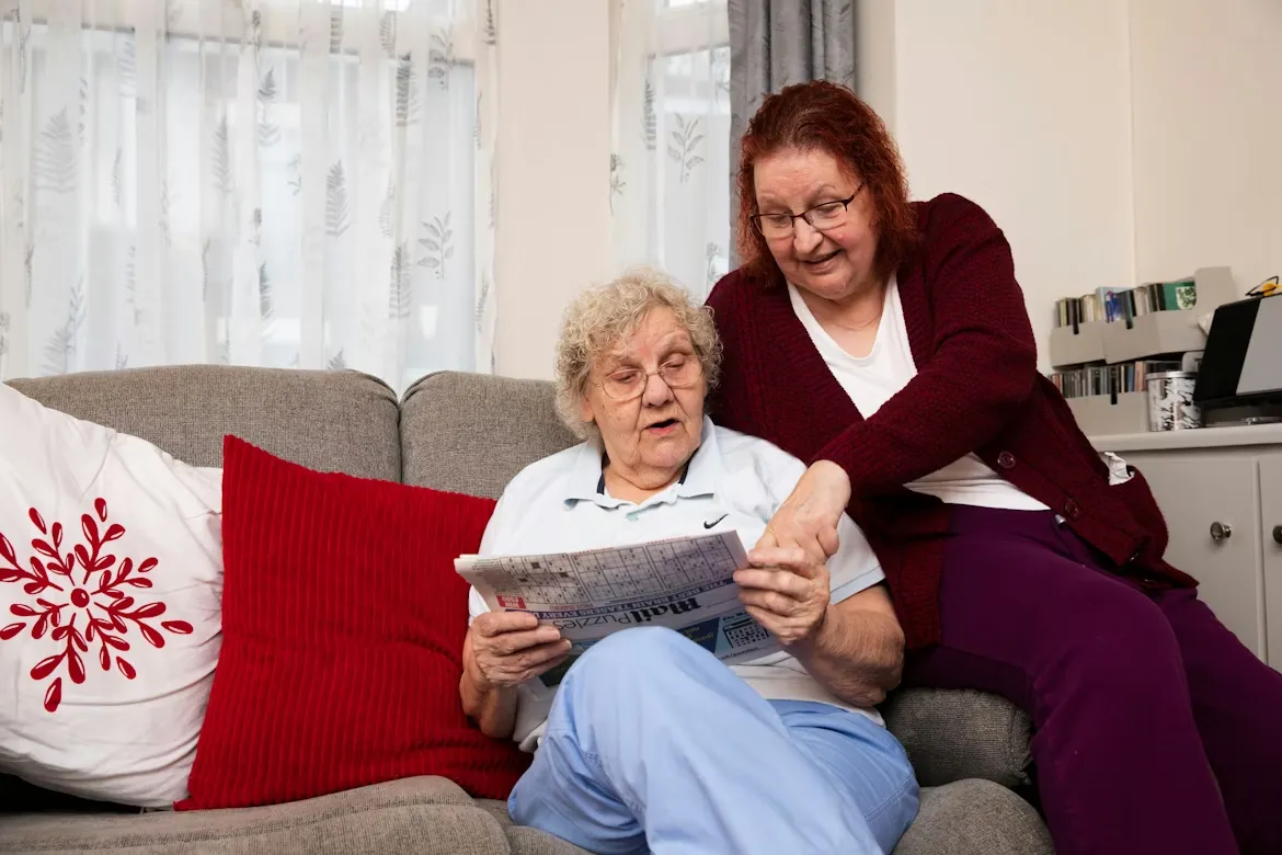 A women sitting on a couch