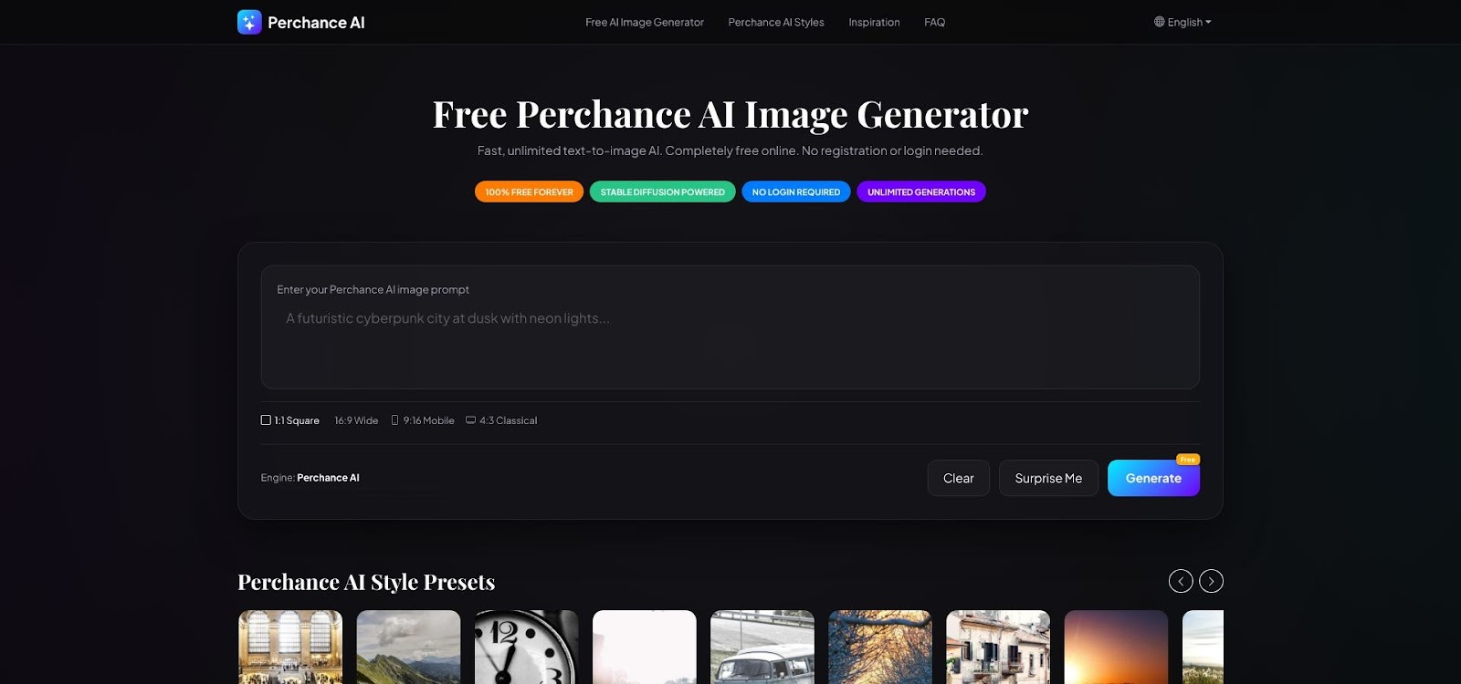 Perchance AI community style presets interface