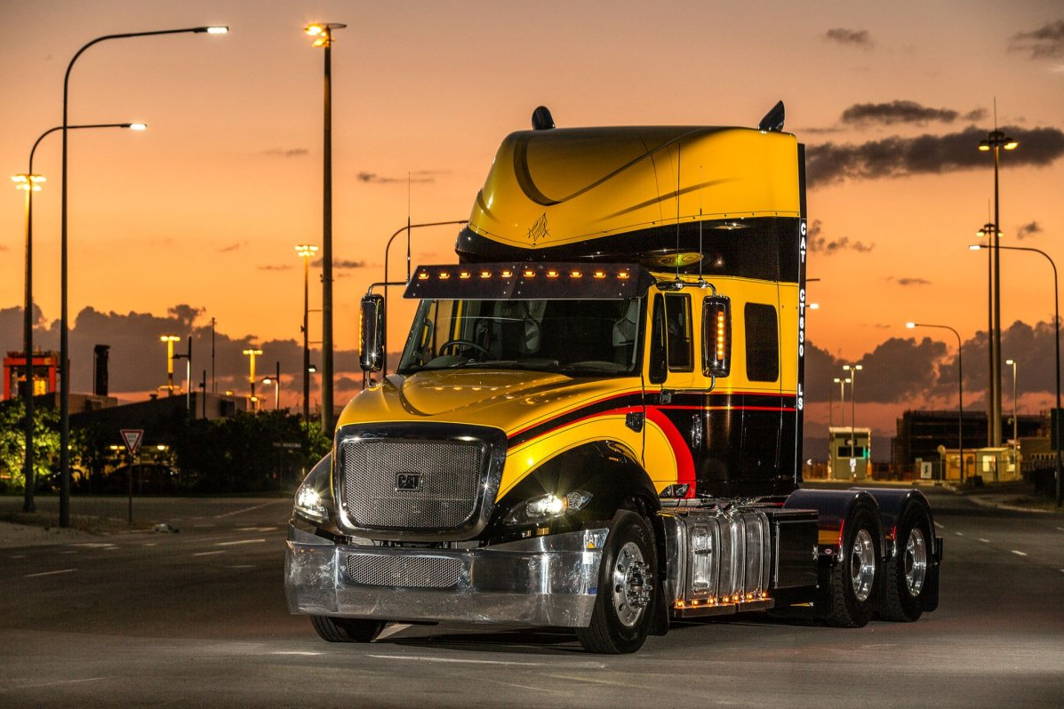 Truck cab in a car park