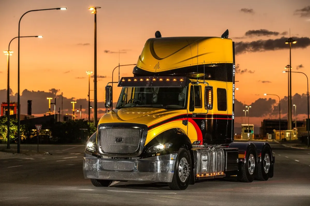 Truck cab in a car park