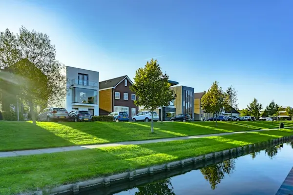 Houses situated by river