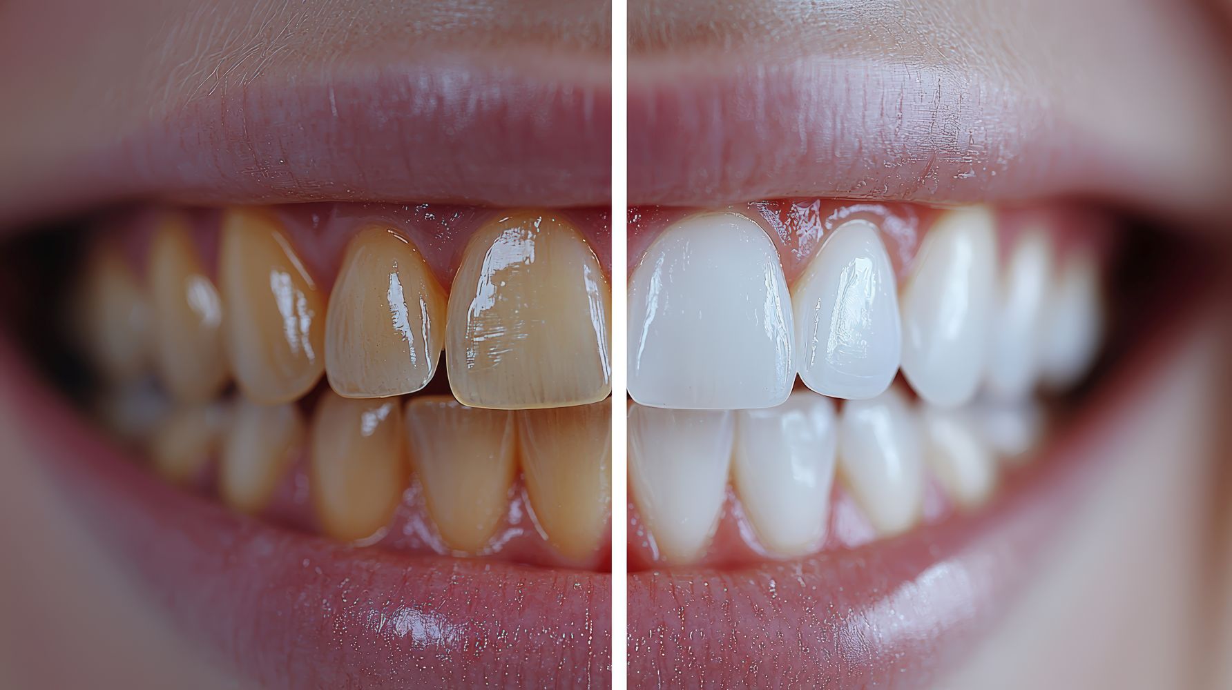 Before and after of teeth whitening
