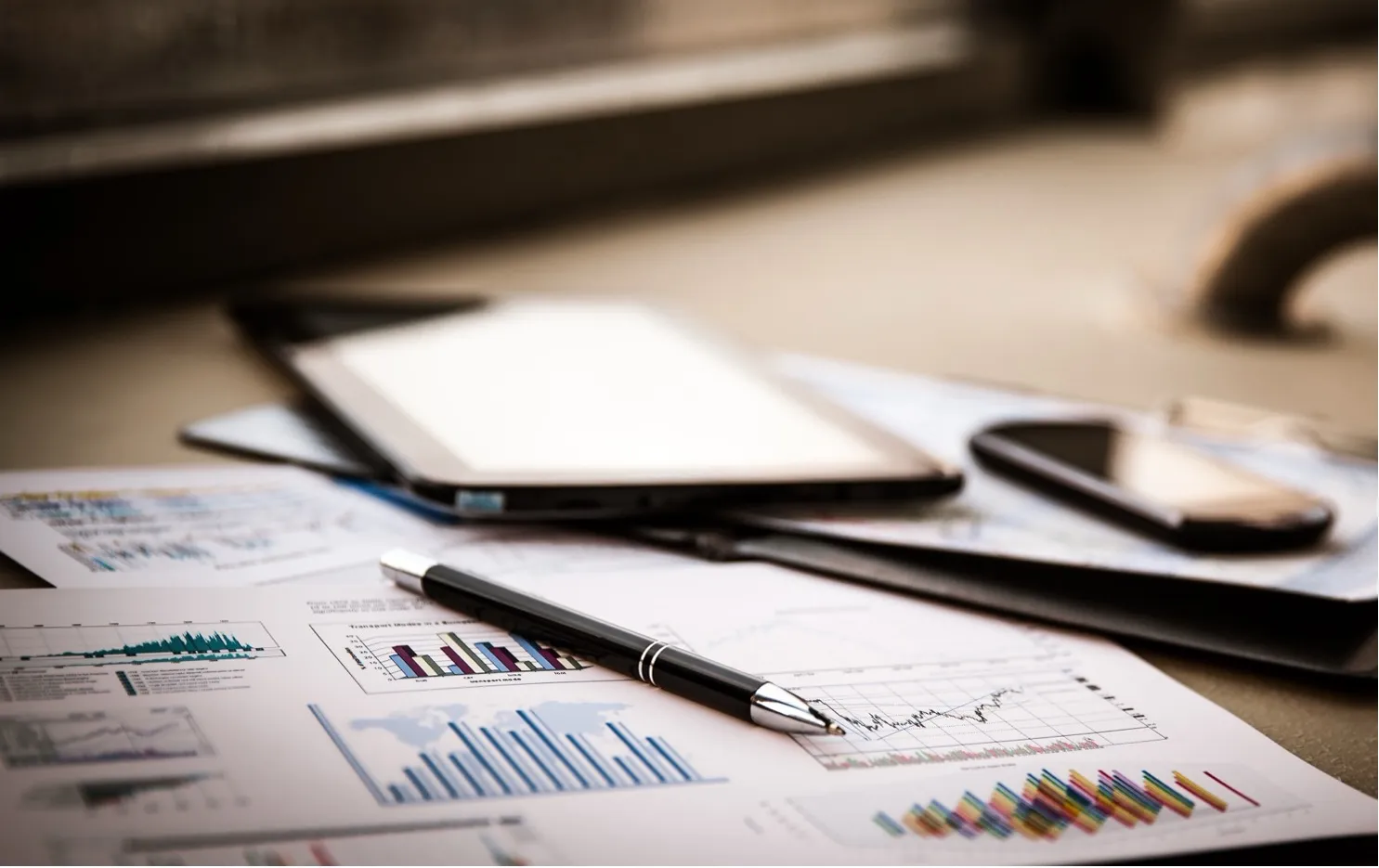 Market documents on a desk
