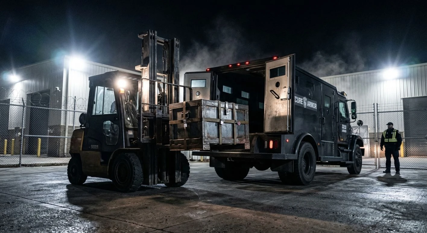 Forklift loading a van