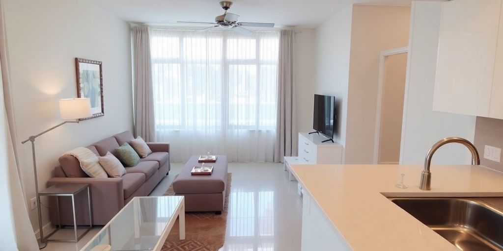 Spotless rental property interior with fresh linens and neat spaces.