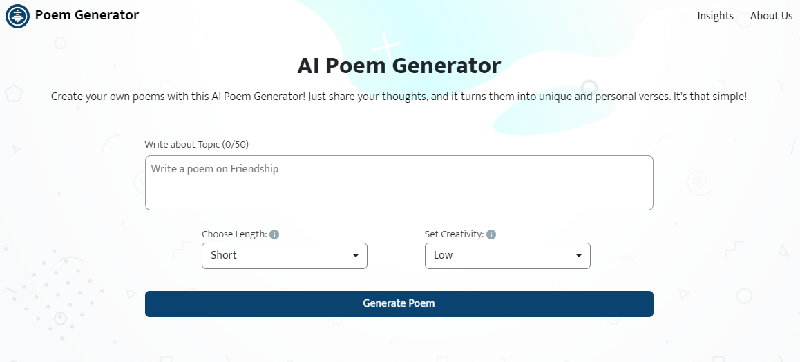 AI poem writing tool