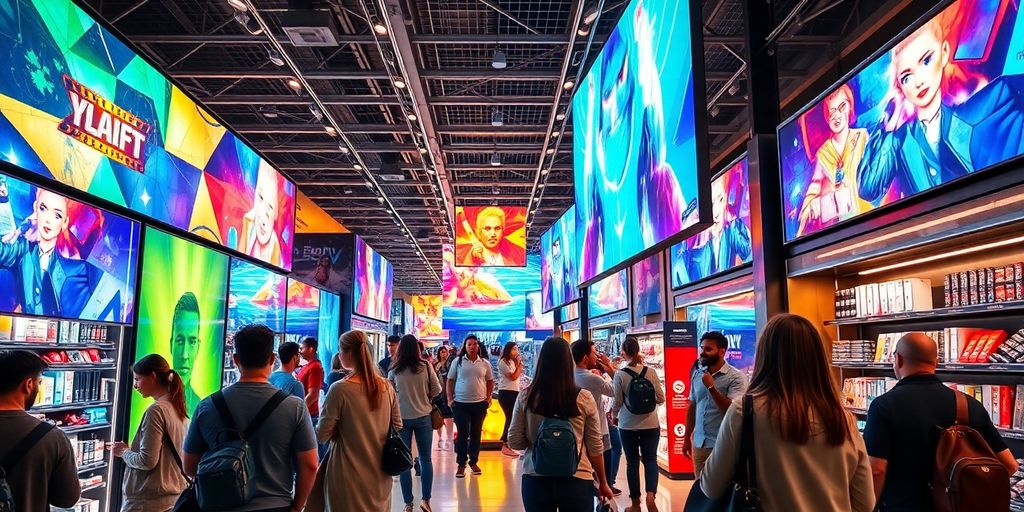 Vibrant retail space with engaging digital displays.