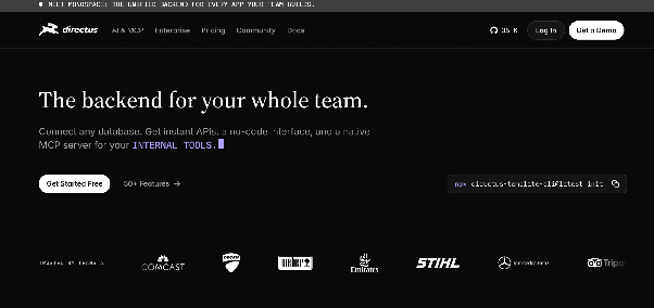 Directus headless CMS homepage