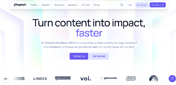 Hygraph headless CMS homepage