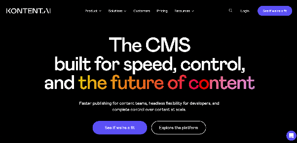 Kontent.ai headless CMS homepage