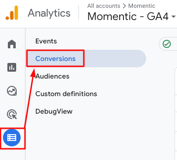 navigating to conversions in GA4